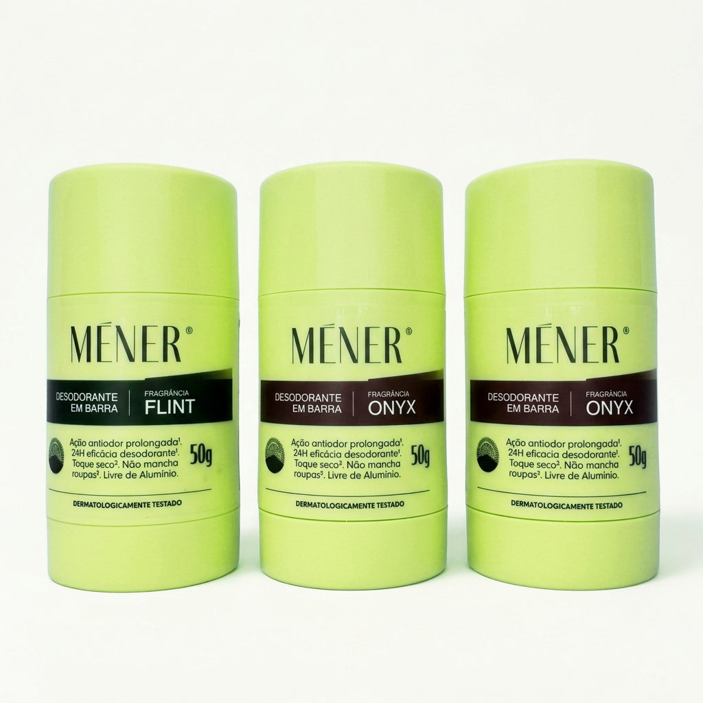 Trio MÉNER com um desodorante FLINT e dois ONYX de 50 g