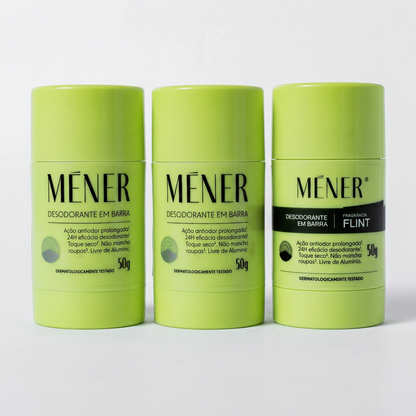 Trio MÉNER com dois desodorantes Original e um FLINT de 50 g