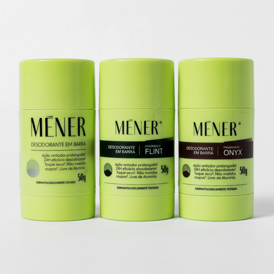 Trio MÉNER com um desodorante Original, um FLINT e um ONYX de 50 g