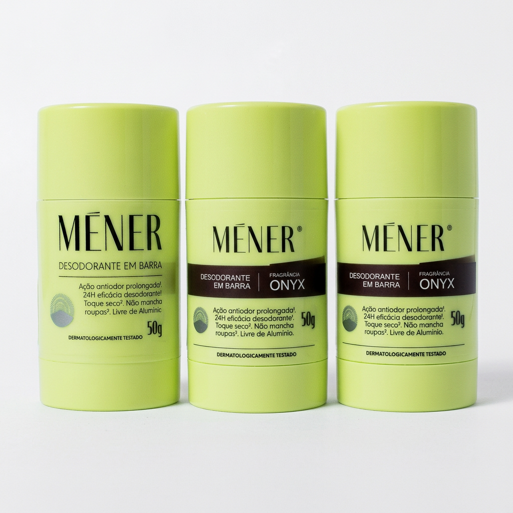 Trio MÉNER com um desodorante Original e dois ONYX de 50 g