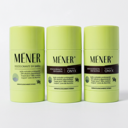 Trio MÉNER com um desodorante Original e dois ONYX de 50 g