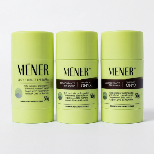 Trio MÉNER com um desodorante Original e dois ONYX de 50 g